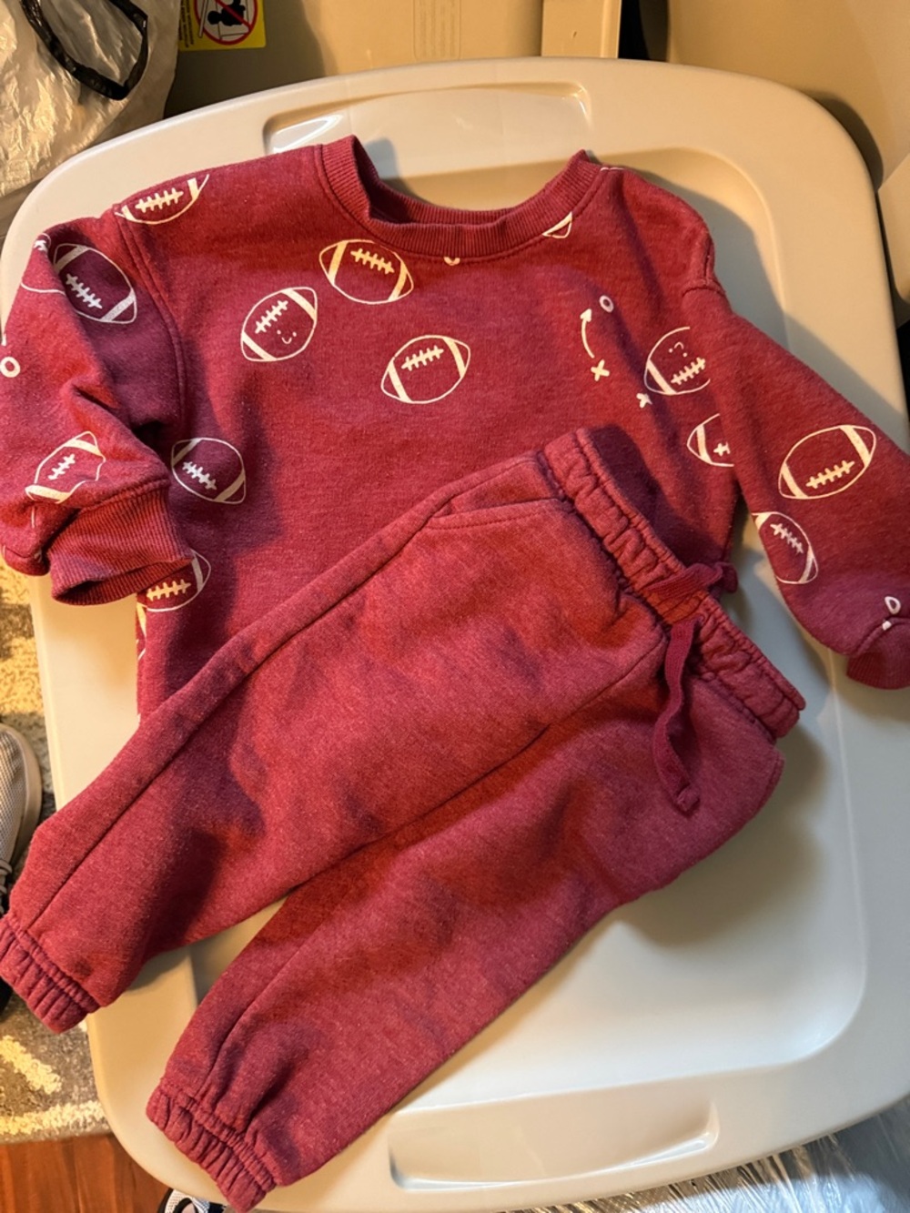 Cat & Jack Burgundy Football Sweatshirt and Joggers